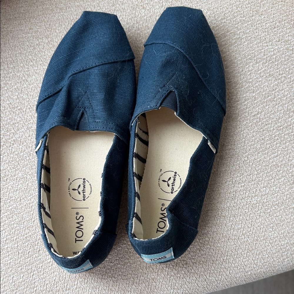 TOMS Dark Blue Canvas Slip-Ons